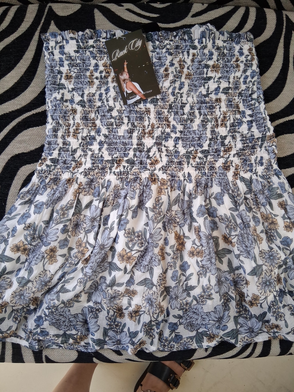 Rock City Blue Floral Smocked Tube Top